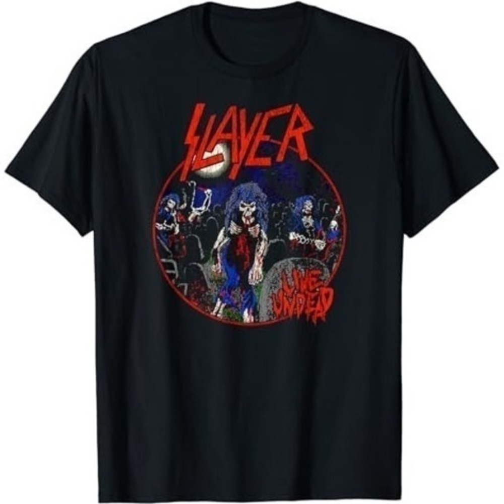 Slayer 8s Live Undead T-Shirt Heavy Metal Band Concert Graphic Fan Gift Tee